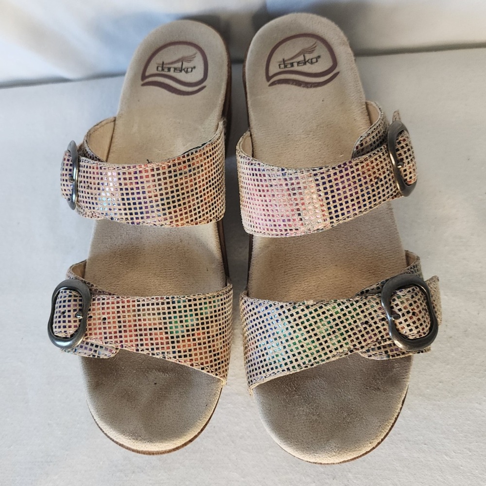 Dansko Sandals Women's Multicolor Leather Buckle Heel Comfort Shoes US 6.5/EU 37 - Picture 2 of 6